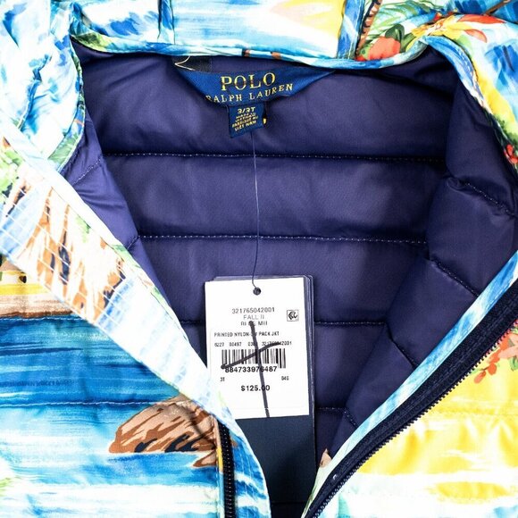 POLO RALPH LAUREN Hawaiian Print Down Toddler Boys Jacket Coat - Size 3T - New - Picture 6 of 8
